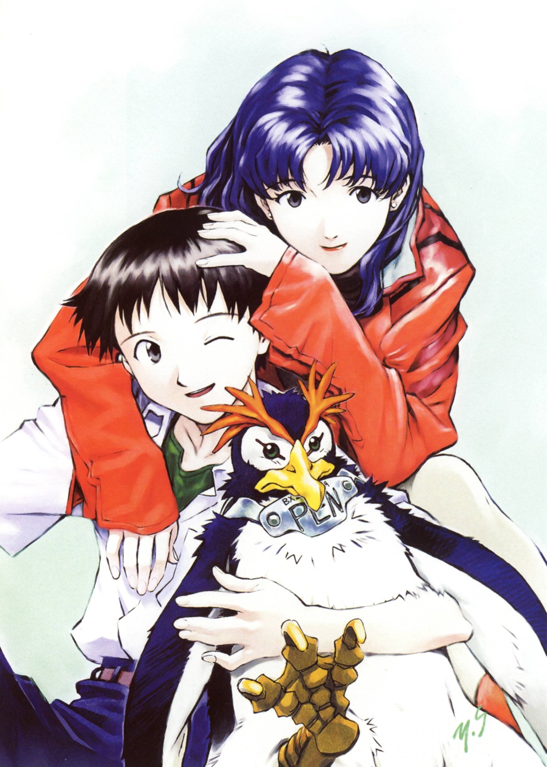 Sadamoto Yoshiyuki Neon Genesis Evangelion Ikari Shinji Katsuragi Misato Pen Pen Penguin Seifuku